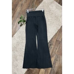 Offline by Aerie Medium Washed Gray Ribbed High Waisted OG Flare Yoga Pants